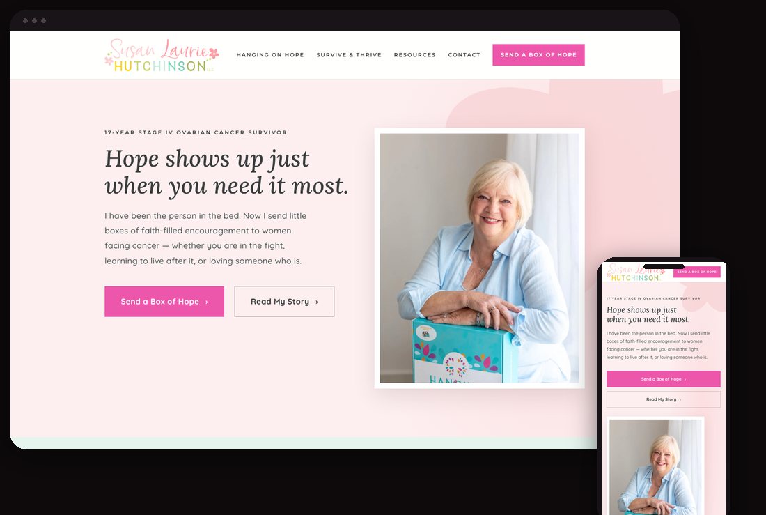 Hanging On Hope, a Firestarter brand and build, shown on desktop and phone