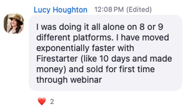 Client testimonial for Firestarter