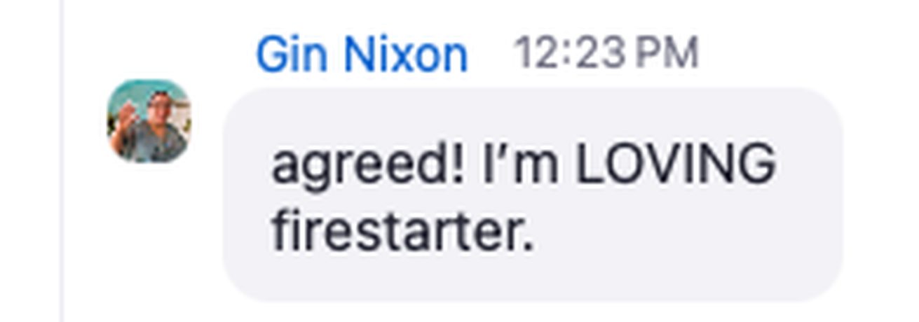 Client testimonial for Firestarter