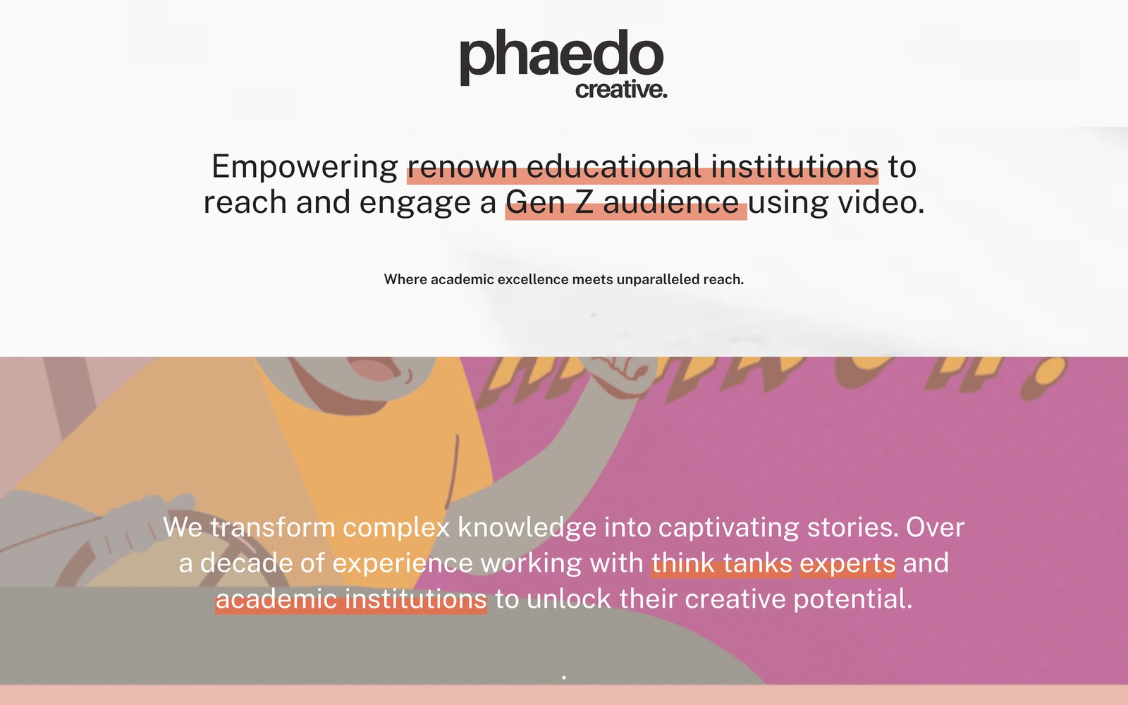 Phaedo Creative — video agency brand and website, built by Firestarter