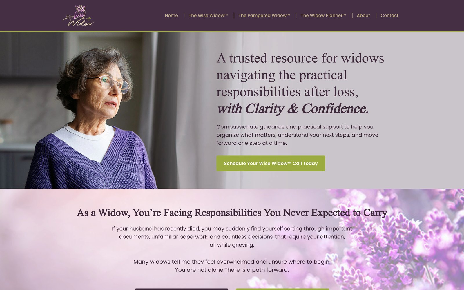 Wise Widow — guidance brand and website for widows, built by Firestarter