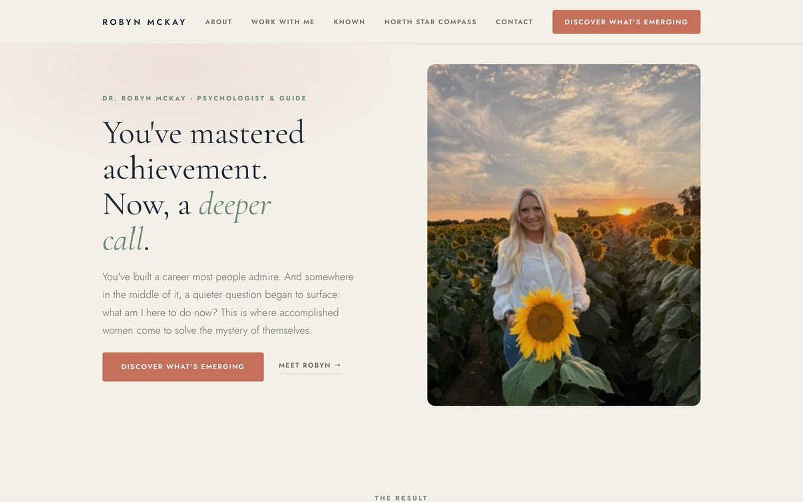 Dr. Robyn McKay &mdash; homepage direction in development: blush and terracotta art direction